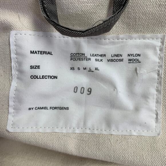 CAMIEL FORTGENS Size L Grey Taupe Color Block Cotton Raw edge Coat - Picture 4 of 7